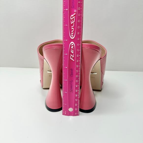 Gucci Janaya Studded GG 39.5/US 9 Platform Sandals Rhodamine Pink Spool Heel NIB - Picture 8 of 11